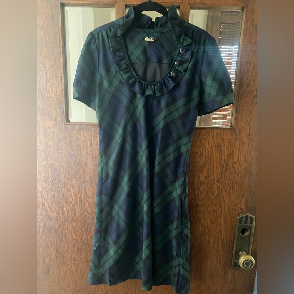 J. Crew Green and Blue Tartan Plaid  Dress